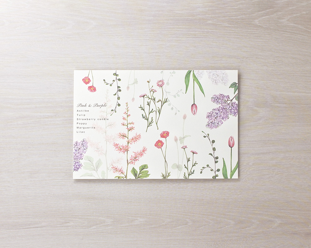 画像（ピンクの花たちのポストカード＋栞）